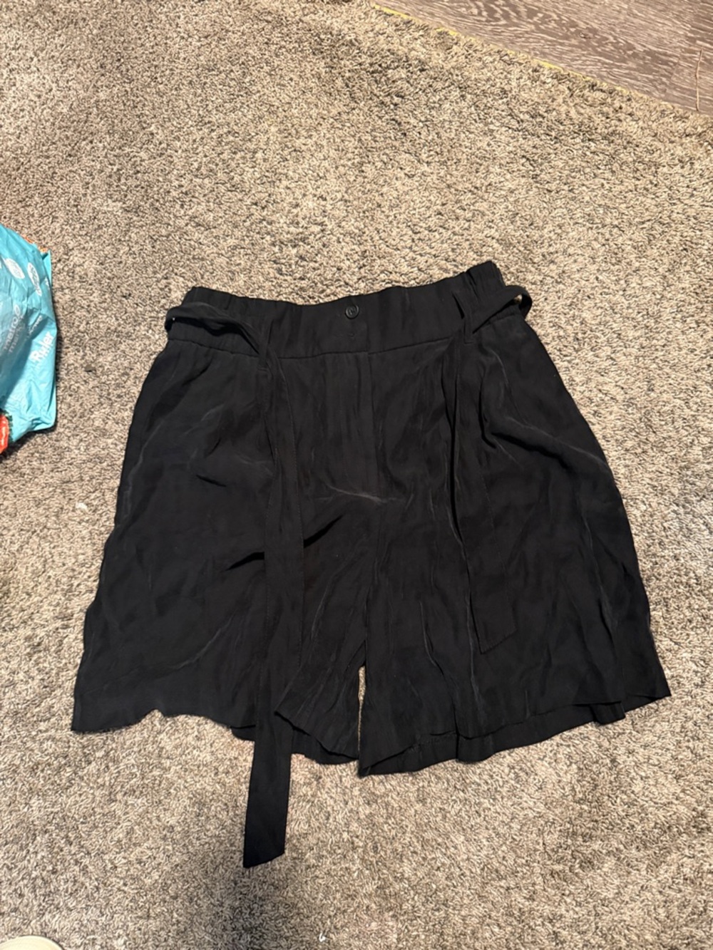 High-Waist Black Tie-Front Women's Shorts